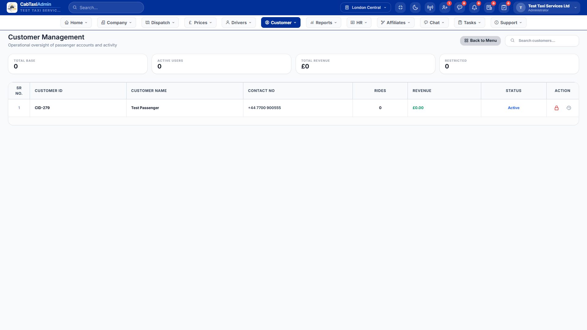 Passenger app booking interface